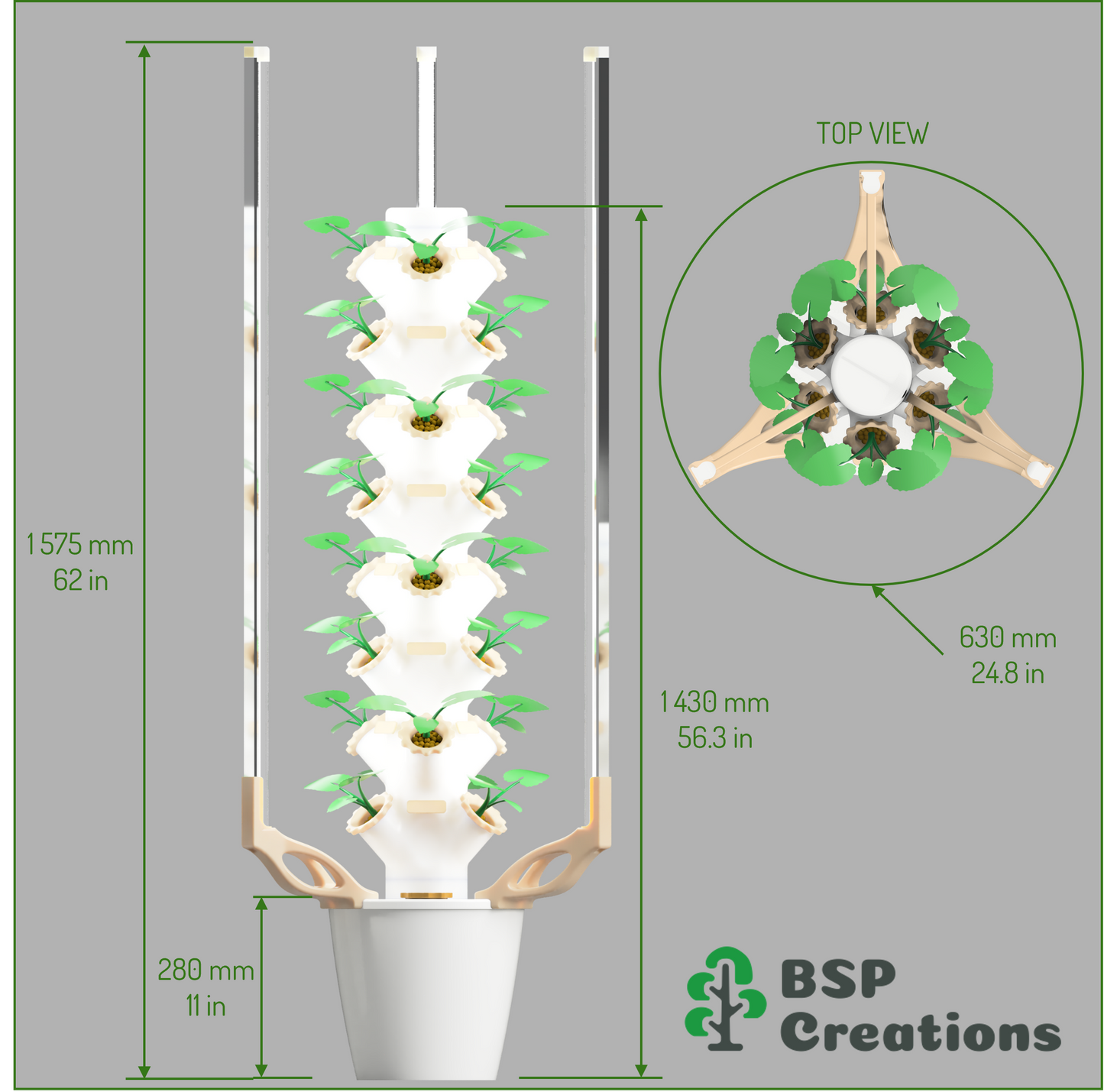 24 Plants Hydroponic Tower with Lights